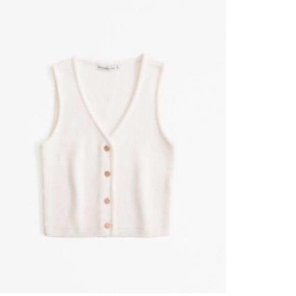 Abercrombie & Fitch Tops - Abercrombie & Fitch Cream Rib Knit button-up sweater vest